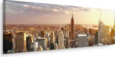 Obrázok produktu pre Muralo panoramatický obraz plátno mrakodrap panoráma mesta New York architektúra 3D š. 145 cm x v. 45 cm