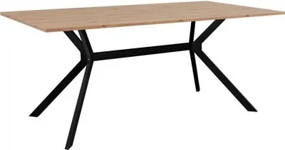 Image de Table a manger ONEX - Chene artisan et noir - 180 x 90 x 75 cm - Jusqu'a 10 personnes