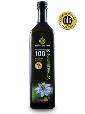Produktbild von Kräuterland Premium Schwarzkümmelöl 1 Liter ungefiltert, kaltgepresst