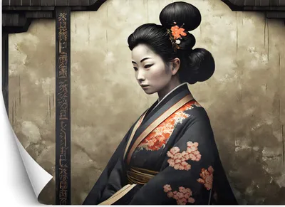 Produktbild von Vlies fototapete Japanische Geisha 350x245 cm Feeby Grau inkl. Kleber einfache Montage