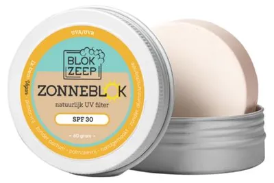 Productafbeelding van Blokzeep Zonneblok - Minerale Zonnebrand SPF 30 60 gram