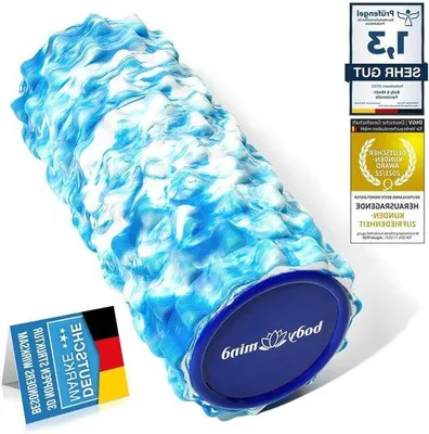 Produktbild von Massage Rolle für Oberkörper Nacken Rücken Beine Waden Blau-Weiß 33x145cm