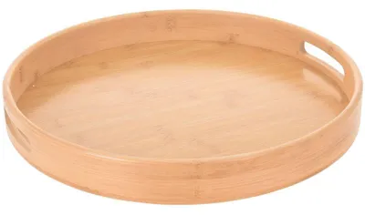 Produktbild von Excellent Houseware Bambus Tablett rund Serviertablett Holz