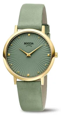 Productafbeelding van Boccia 3365-04 dameshorloge, titanium, saliegroen/goudkleurig