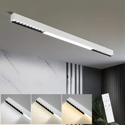 Imagen del producto de Lámpara de techo LED, blanca, 32W. Foco de techo para cocina, 107 cm de largo. Diseño moderno, regulable con mando a distancia. Iluminación de techo para salón, oficina, dormitorio