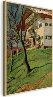 Produktbild von Italienischer Leinwand Leinwandbild - Unser Häuschen in Tegernsee (August Macke) 40x60 cm Reproduktionen l-F-10677-b-a