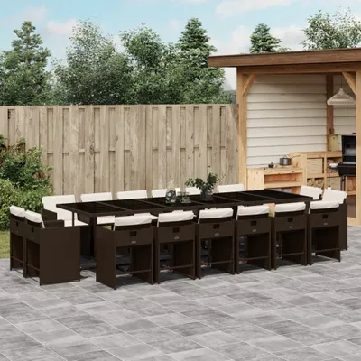 Produktbild von Möbel 17-tlg. Garten-Essgruppe mit Kissen Braun Poly Rattan - Balkonmöbel 3278012