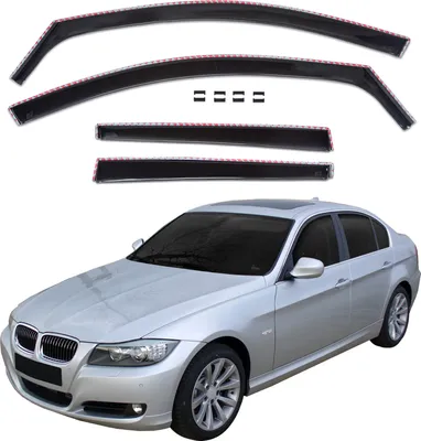 Produktbild von J&J AUTOMOTIVE | GP Windabweiser Für BMV 3 Series E90 2005-2013, GP Regenabweiser, Schwarz, Getönt, Aerodynamisch, Einfache Montage, Befeistigung mit Clips