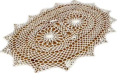 Image de Serviette de table ovale blanche en coton 35/50 avec dentelle