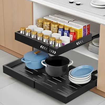 Produktbild von Teleskopische Schublade, ausziehbar 32-53 cm, Schrankorganizer, für die Küche