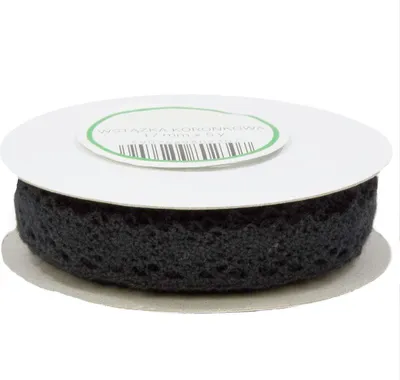 Produktbild von Baumwollspitze Spitze Spitzenborte Spitzenband Klöppelspitze 1.7cm/4.55m, schwarz