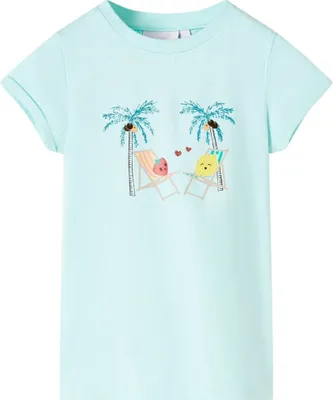 Produktbild von Kinder T-Shirt Hellblau Gr. 128 Rundhalsausschnitt Cartoon