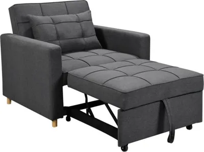Produktbild von Happy Home Schlafsessel Sofabett mit Kissen dunkelgrau ausziehbar ca 101 x 95 x 88 cm platzsparendes Einzelbett Gästebett Wohnzimmer