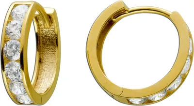 Produktbild von Creolen Gelbgold 585 14 Karat 12 Zirkonia poliert Iced Out
