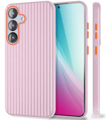 Immagine prodotto di Custodia rigida opaca NALIA per Samsung Galaxy S25 – Anti-impronte e antiscivolo – NOVA (design a onde) – Marca di Berlino – Rosa cipria