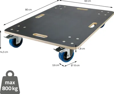 Obrázok produktu pre ECD Nemecko Prepravný vozík PP kolesá Odvaľovacia doska s 2x parkovacou brzdou, 60x80 cm, do 800 kg sieťotlačovej dosky, na prepravu sťahovacieho nábytku