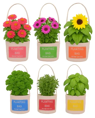 Produktbild von UNUS Blumentopf Pflanzbeutel aus Jute - buntes 6er Set