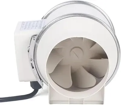 Produktbild von Rohrventilator - Inline Kanalventilator 100 mm - 220 m³/h Luftleistung - Leiser Abluft Ventilator für Lüftung - Rund - Weiß