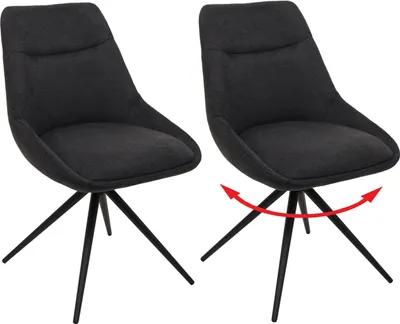 Immagine prodotto di set di 2 sedie per sala da pranzo HWC-M65, sedia da cucina poltrona sedia, girevole auto-posizione metallo tessuto/tessuto ~ antracite