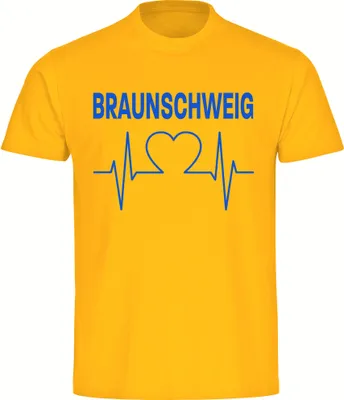 Produktbild von multifanshop Kinder T-Shirt - Braunschweig - Herzschlag, gelb, Größe 140