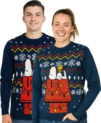 Produktbild von The Peanuts Snoopy Winterpullover für Damen - Winter Strick Pullover Sweatshirt Ugly Sweater Blau M