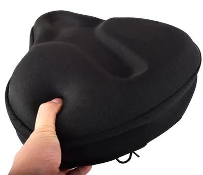Produktbild von Fahrradsattelbezug Gel – 3D Silikon Sattelüberzug – 275 x 260 mm – Weiches Sitzkissen – Atmungsaktiv – Universal Fahrradsattel – Schwarz