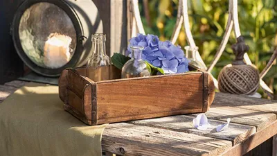Produktbild von Aufbewahrungskiste "Kolonial" aus recyceltem Holz im Used Look, Holzkiste, Dekobox, Pflanzgefäß