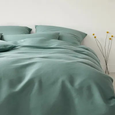 Produktbild von elegante Halbleinen-Bettwäsche-Garnitur Breeze Farbe Salbei Größe 200x220+2x40x80cm