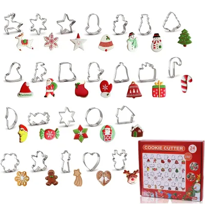 Produktbild von 24-teiliges Weihnachtsplätzchen-Ausstechformen-Set, Weihnachtsplätzchen-Ausstechformen aus Edelstahl, Weihnachtsplätzchen-Ausstechformen, Weihnachtsplätzchen-Ausstechformen, Plätzchenausstecher, Weihnachtsplätzchen-Ausstechformen