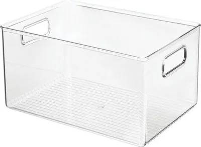 Produktbild von Famanu Aufbewahrungsbox für Kühlschrank und Küchenschrank - tief und offen oben - Kunststoff - 28,6 cm x 20,3 cm x 15,2 cm - Transparenter Organizer