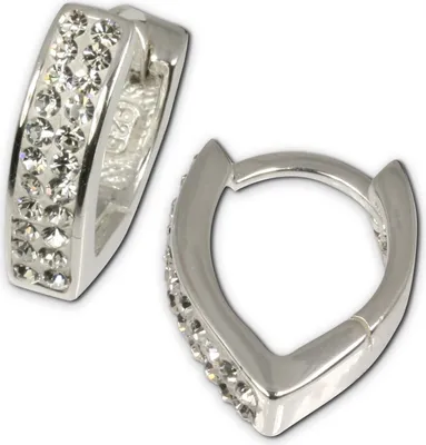 Produktbild von SilberDream Creolen für Damen 925 Silber weiß Herz Zirkonia Ohrringe SDO310W