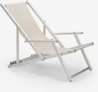 Immagine prodotto di Sdraio mare con braccioli pieghevoli in alluminio Riccione Gold Lux - Grigio