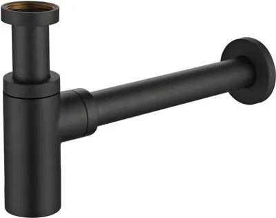 Zdjęcie produktu dla Zestaw odpływowy Syfon odpływowy, okrągły 1 1/4", do umywalki, czarny matowy, odpływ 32 mm, STAR