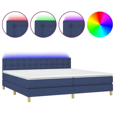Produktbild von vidaXL Boxspringbett mit Matratze & LED Blau 200x200 cm Stoff