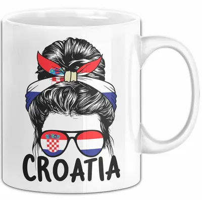 Produktbild von Croatien Flagge Tasse Geschenk Kroaten Geschenkidee Fußball 2025 (Weiß)