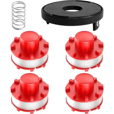 Produktbild von Rasentrimmer Fadenspulen Set, 4 Spulen + Deckel + Feder, 8m x 2mm Nylonfaden, passend für Modelle 3405096, TLE-01-1
