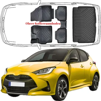 Produktbild von 3D Auto Fußmatten & Obere Kofferraumwanne Set Kompatibel mit Toyota Yaris 4.Gen XP21 ab 2020