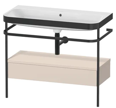 Produktbild von Waschtischunterbau HAPPY D.2 PLUS 975x490mm m Metallkon o HL ta supermatt ohne Hahnloch taupe supermatt