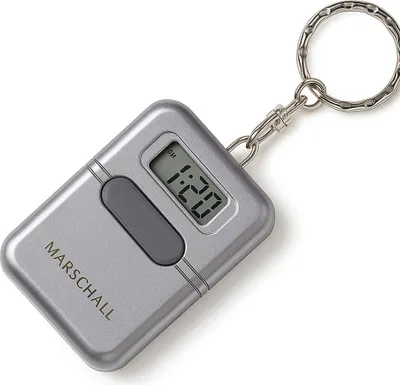 Produktbild von Schlüsselanhänger mit sprechender Uhr silber-metallic