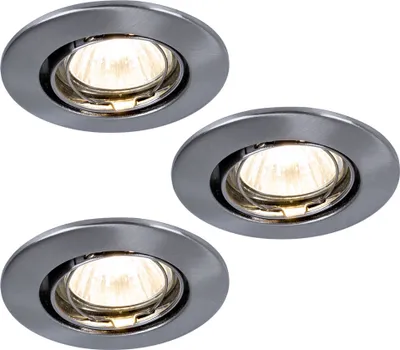 Produktbild von Paulmann Premium Einbauleuchten Set schwenkbar 3x35W 105VA 230/12V GU4 35mm Eisen gebürstet/Alu Zink18847