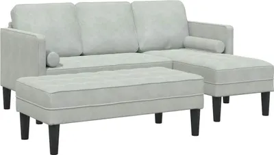 Produktbild von vidaXL Sofa Set mit Kissen 2 pcs Hellgrau Polyester