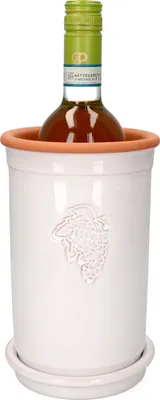 Produktbild von Hliněný chladič na víno + podtácek bílý glazovaný Ø 12,5 cm H 21 cm Chladič na láhve šumivého vína