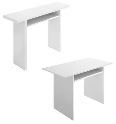 Produktbild von Ausziehbarer Tisch Dmanuel, ausziehbare Zusatzkonsole mit mehreren Positionen, klappbarer Esstisch mit klappbarer Platte, 110 x 33 / 66 x 75 cm, Weiß