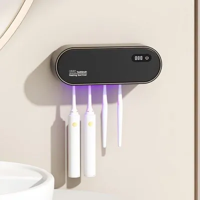 Produktbild von Elektrische Tandreiniger mit UV-Sterilisator, Wandmontage, Schwarz, Familie-Freundlich