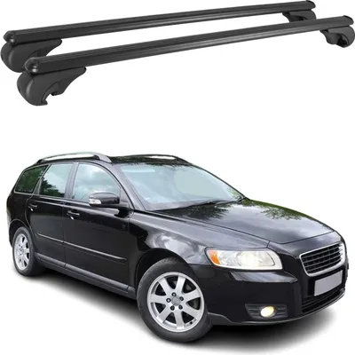 Image de Barres de toit Transversales pour Volvo V50 2004-2012 Aluminium Noir
