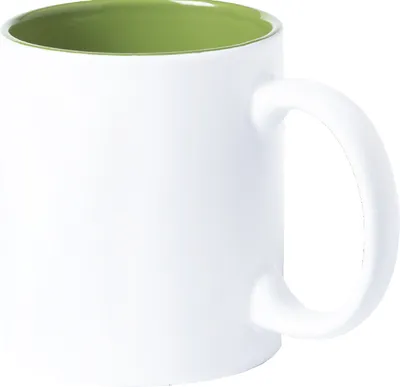 Produktbild von Keramiktasse / Kaffeetasse / 350 ml / Farbe: aussen weiß, innen grün