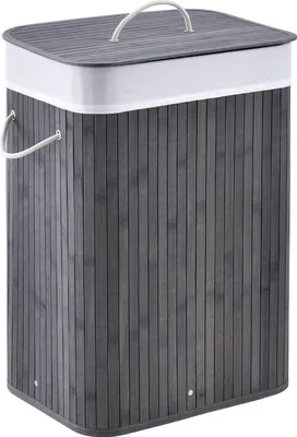 Produktbild von Koš na prádlo Curly 300345, bambusový, s víkem a držadly, vyjímatelný a pratelný, skládací, 72 litrů, 40 x 30 x 60 cm