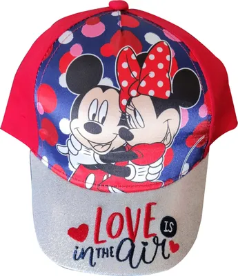 Zdjęcie produktu dla Disney Mickey & Minnie Czapka Love is in the Air dla dzieci z brokatową osłoną, czerwona, rozmiar 52