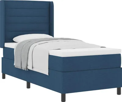 Obrázek produktu pro vidaXL Postel s matrací a čelem Modrá 200 x 80 cm Látka