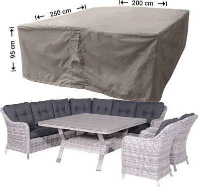 Produktbild von Raffles Covers Schutzhülle für Lounge Gartenmöbeln 250 x 200 H: 95 cm | Atmungsaktiv | Wasserdicht | UV-beständig | Elastischer Kordelzug